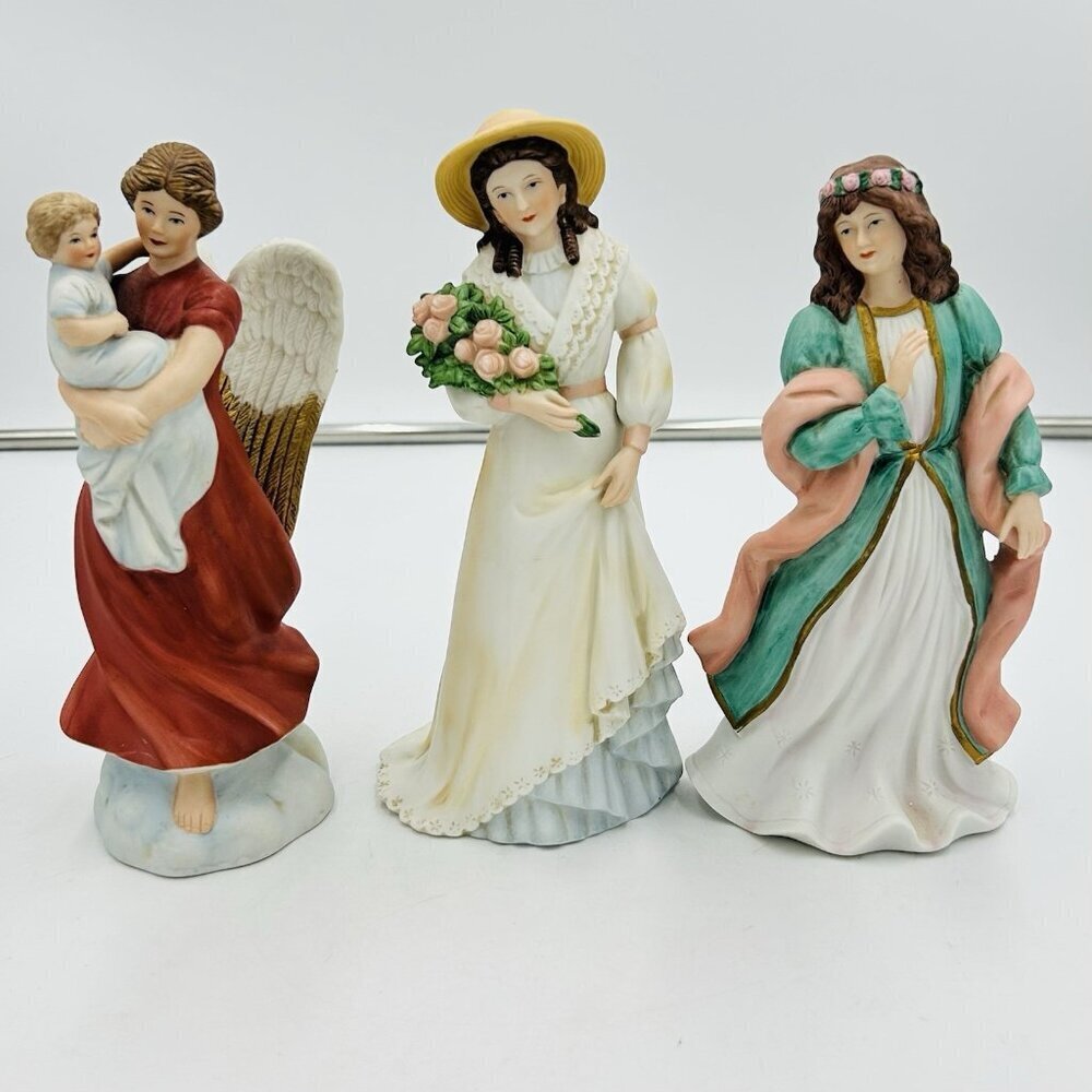 Vintage Homco Porcelain Figurines 1414, 1468, 1486 Set of 3 Angel Ladies